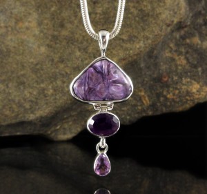 Charoite & Amethyst Pendant Med