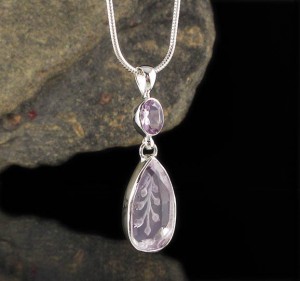 Amethyst Carved Flower Pendant Sml
