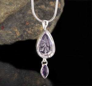Amethyst Carved Flower Pendant Sml