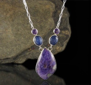 Charoite & Kyanite & Amethyst Necklace