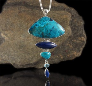 Shattuckite & Lapis Lazuli & Turquoise & Blue Topaz Pdt XL