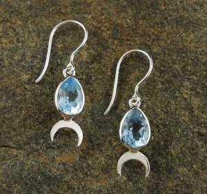 Blue Topaz 'Moon' Earrings