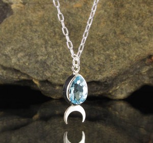 Blue Topaz 'Moon' Necklace