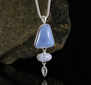 Blue Chalcedony & Blue Lace Agate & White Topaz Pdt Lge