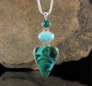 Green Chalcedony & Amazonite & Malachite in Chrysocolla Pdt Lge