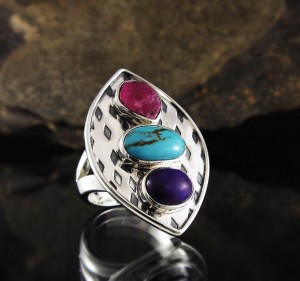 Ruby & Turquoise & Sugilite Ring