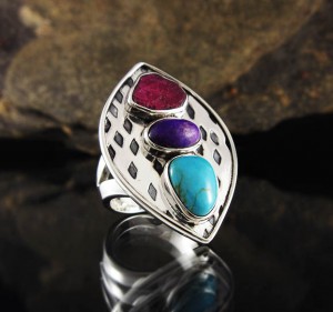 Ruby & Sugilite & Turquoise Ring