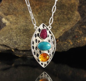 Ruby & Turquoise & Amber Necklace