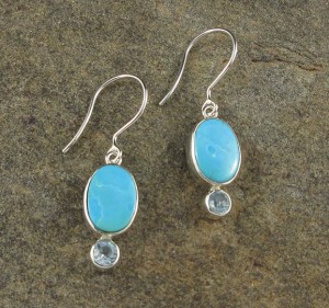 Kingman Turquoise & Blue Topaz Earrings