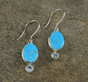 Kingman Turquoise & Blue Topaz Earrings