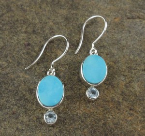 Kingman Turquoise & Blue Topaz Earrings