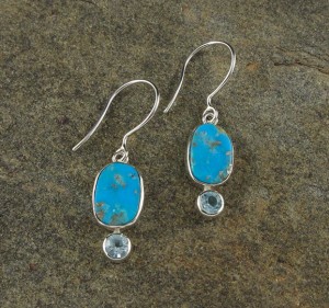 Kingman Turquoise & Blue Topaz Earrings