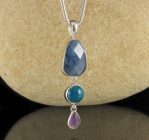 Aquamarine & Chrysocolla & Amethyst Pdt Lge