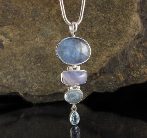  Aquamarine & Blue Lace Agate & Blue Topaz Pdt Lge