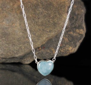 Aquamarine Heart Necklace