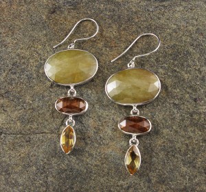  Sapphire & Orange Kyanite & Citrine Earrings