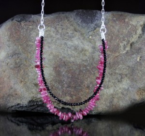 Pink Tourmaline & Black Tourmaline necklace