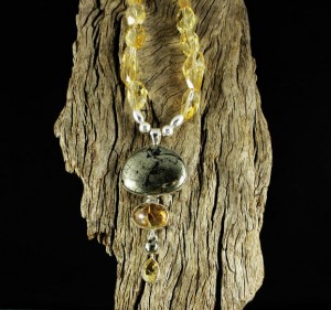 Citrine & Pyrite in Magnetite Necklace