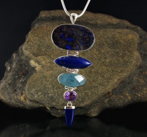 Boulder Opal & Lapis Lazuli & Aquamarine & Amethyst Pdt XL