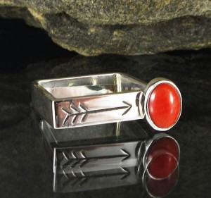 Red Coral Square Ring 