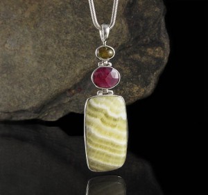 Tourmaline & Ruby & Yellow Calcite Pdt Lge