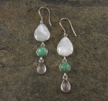Mother of Pearl & Variscite & Rose Quartz Earrings