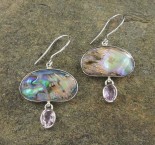Paua Shell & Amethyst Earrings