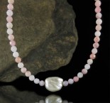 Pink Opal & Baroque Pearl Necklace