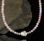 Pink Opal & Baroque Pearl Necklace