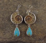 Ammonite & Arizona Turquoise Earrings