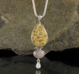 Fossil Coral & Rose Quartz & Mother of Pearl Pdt Lge