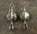 Rainforest Rhyolite & Smoky Quartz Earrings