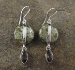 Rainforest Rhyolite & Smoky Quartz Earrings