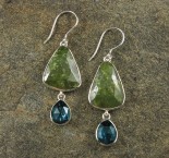 Vesuvianite & 'Ocean' Kyanite Earrings
