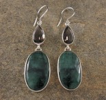 Smoky Quartz& Emerald Earrings