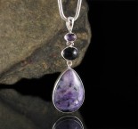Amethyst & Black Onyx & Charoite Pendant Lge