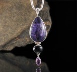 Charoite & Black Onyx & Amethyst Pendant Lge