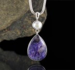 Pearl & Charoite Pendant Med
