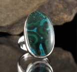 Malachite in Chrysocolla Ring