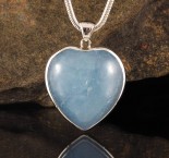 Aquamarine Heart Pendant Lge