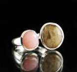Pink Opal & Golden Sapphire Ring