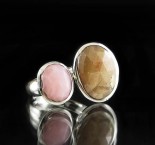 Pink Opal & Golden Sapphire Ring