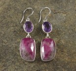 Amethyst & Ruby in Quartz Earrings