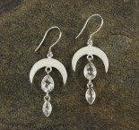 White Topaz Moon Earrings