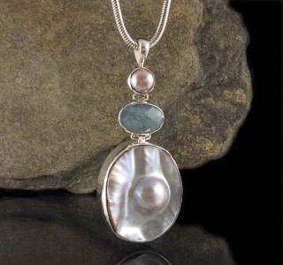 Pearl & Aqua Kyanite & Blister Pearl Pdt Lge