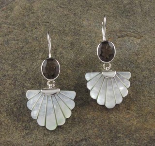 Smoky Quartz & Mother of Pearl Earrings