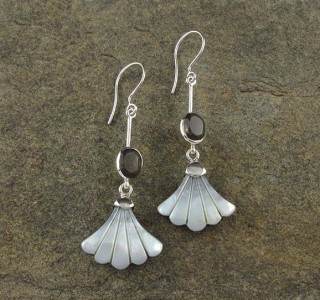 Smoky Quartz & Mother of Pearl Earrings