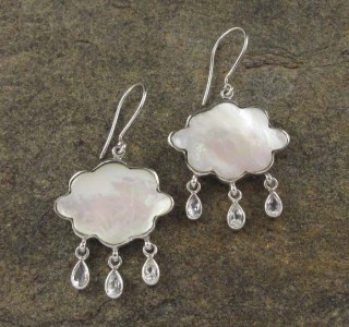 Mother of Pearl & White Topaz Earrings