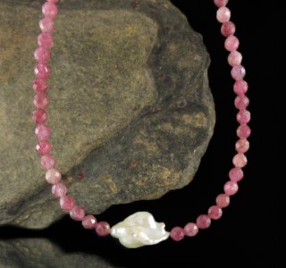 Ruby & Baroque Pearl Necklace