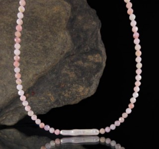 Pink Opal & Biwa Pearl Necklace